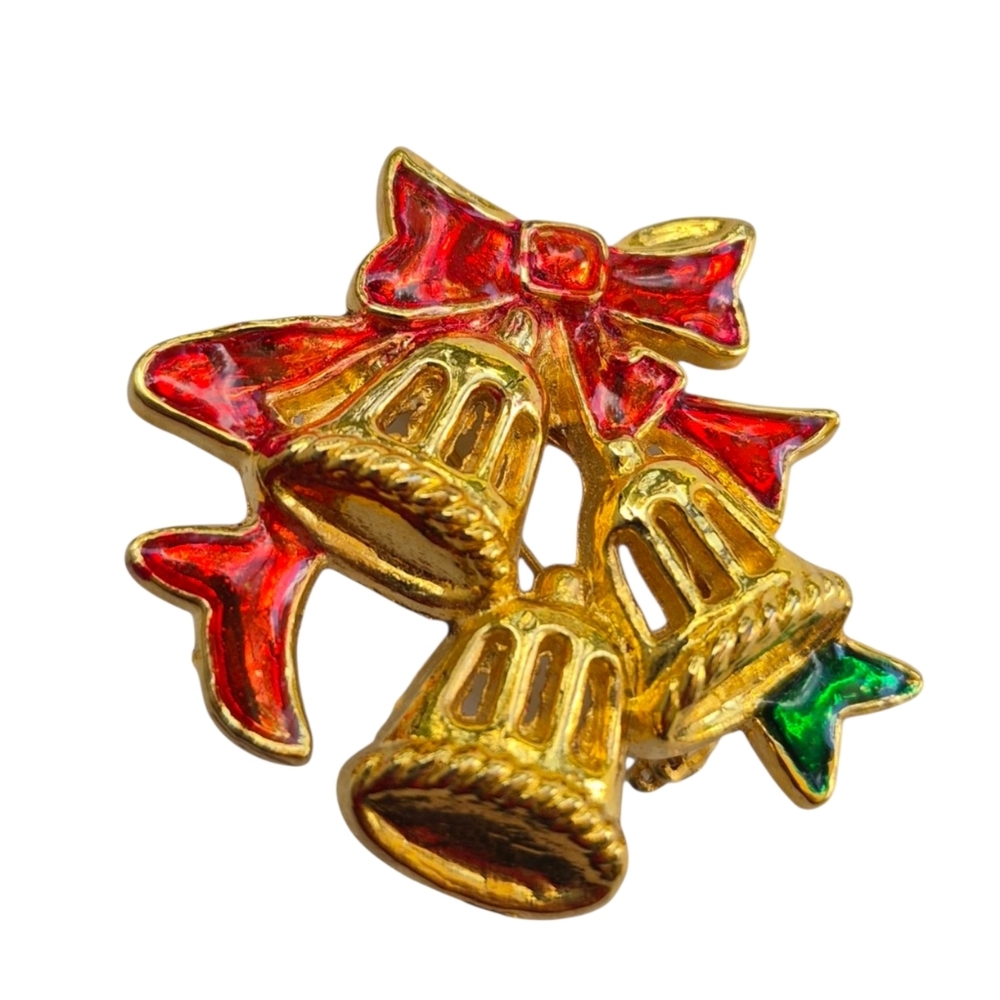 Vintage pin, brooch. Christmas bells.